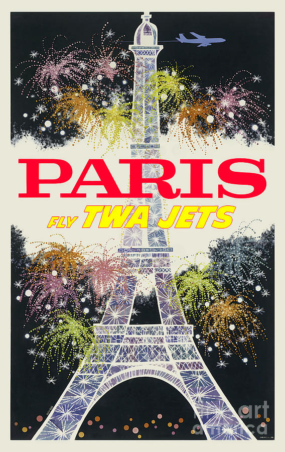 Paris Drawing - Paris Vintage Travel Poster #1 by Jon Neidert