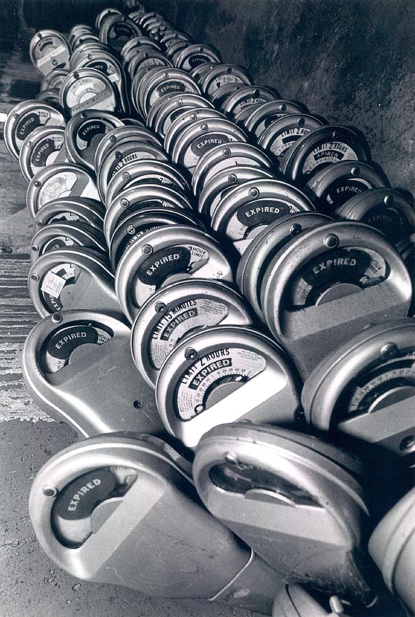 Vintage Photograph - Parking Meters #1 by Retro Images Archive