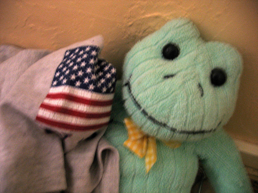 Patriotic Frog Doll Flag Shirt Colored Texture Added Casa Grande Arizona 2004 #1 Photograph by David Lee Guss