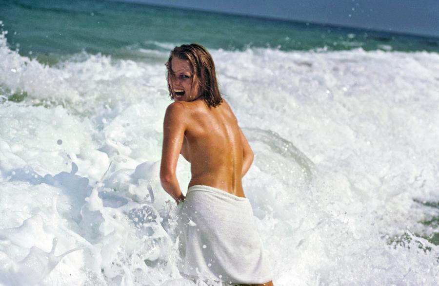 Patti Hansen Topless In Surf Photograph by Arthur Elgort