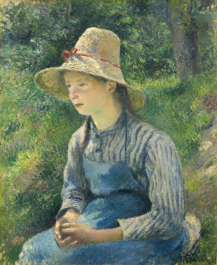 Tree Painting - Peasant Girl with a Straw Hat #1 by Mountain Dreams