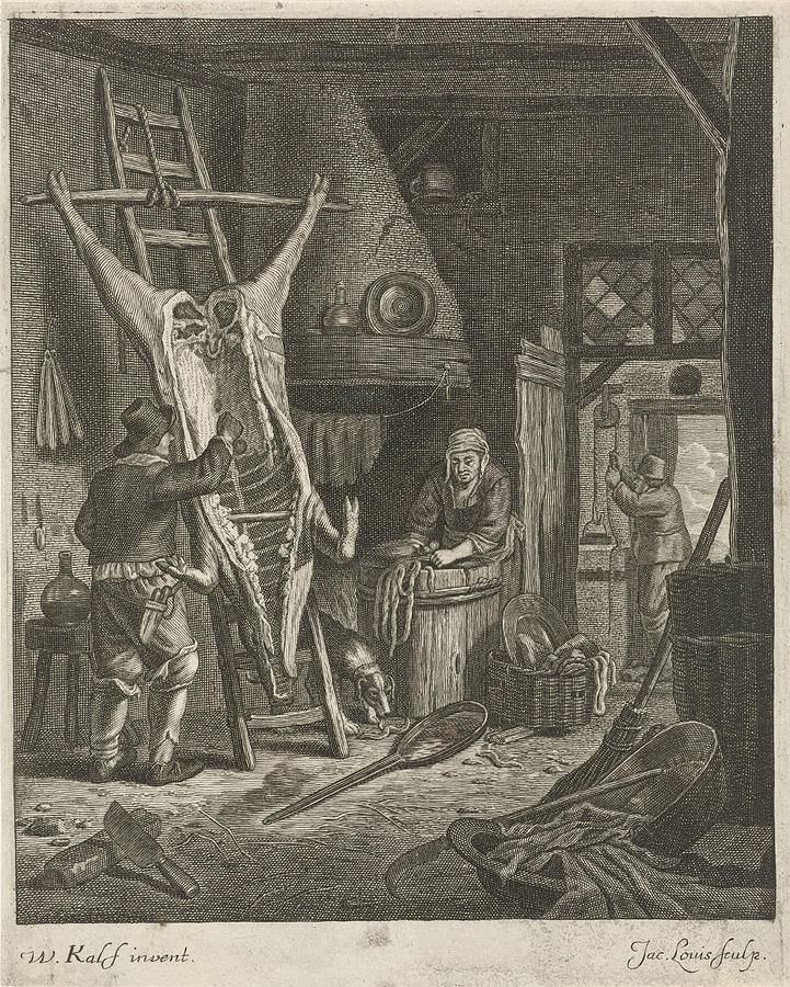 Peasant Interior With Carcass Drawing by Jacob Louys - Fine Art America