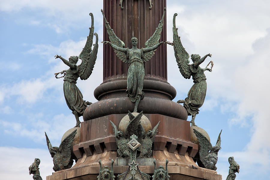 Pedestal of Columbus Monument in Barcelona #1 Photograph by Artur Bogacki