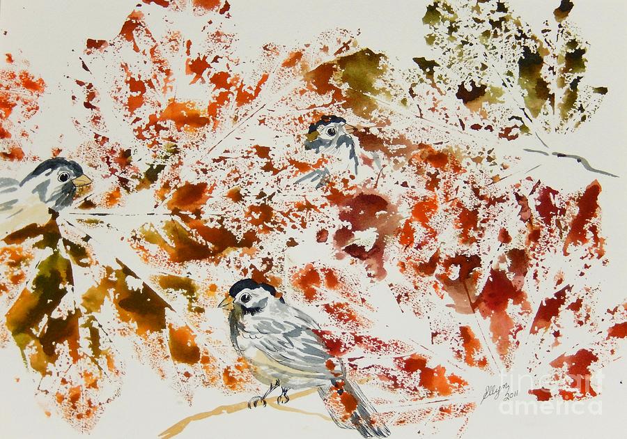Peek A Boo Chickadees Painting by Ellen Levinson
