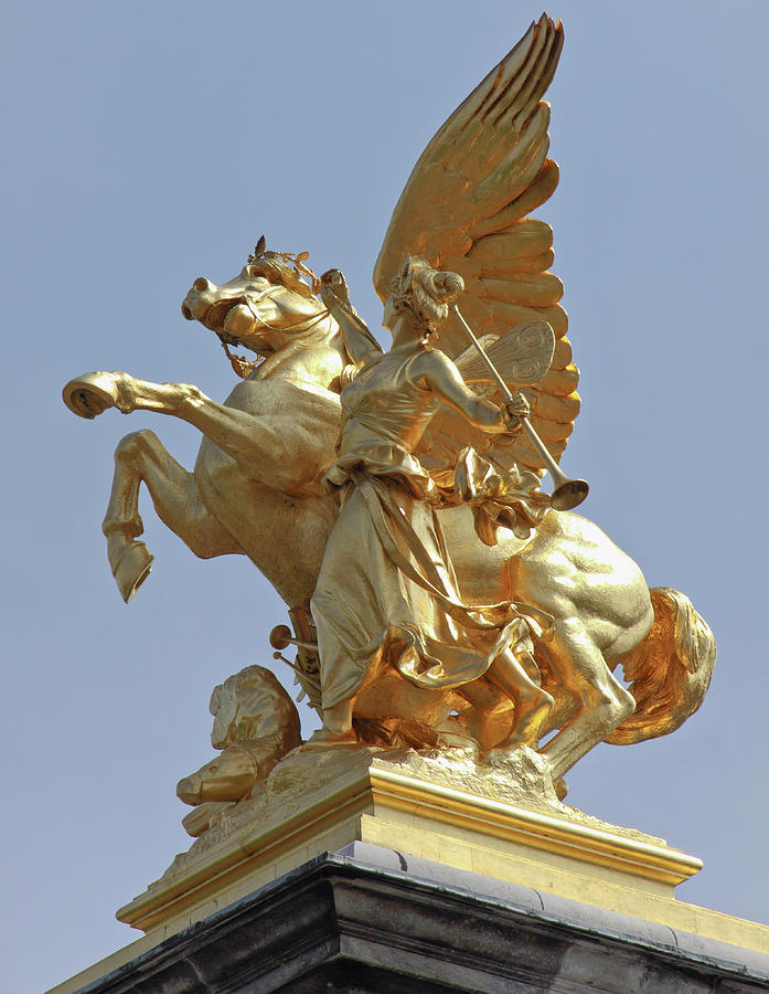 Architecture Photograph - Pegasus Statue At The Pont Alexander #1 by William Sutton