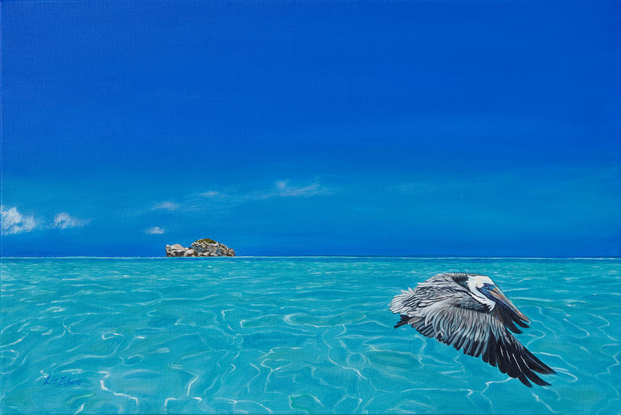 Pelican in Flight #1 Painting by Liz Zahara