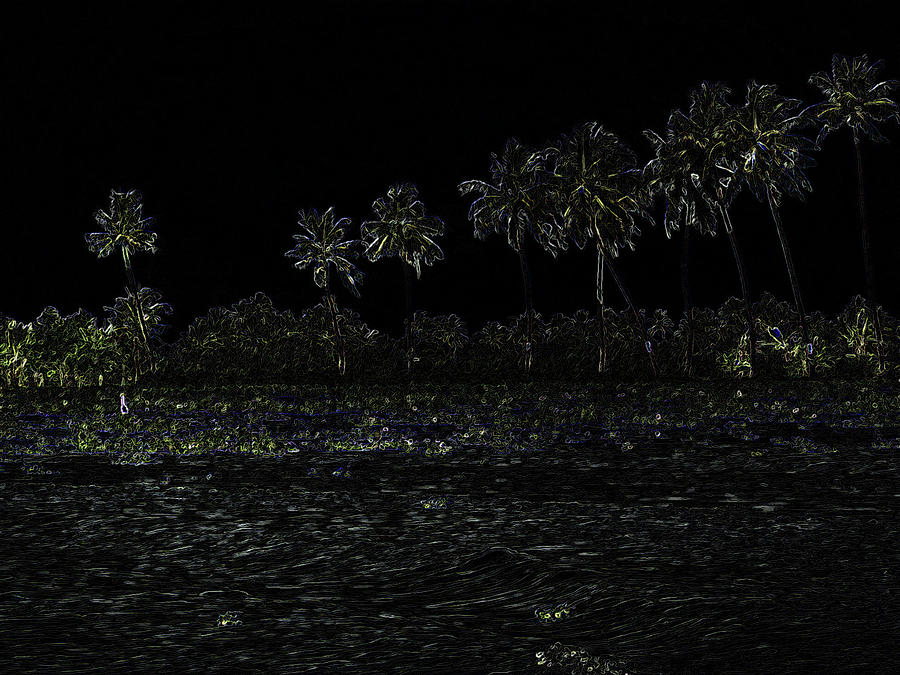Tree Digital Art - Pencil - Water rippling in the coastal lagoon #1 by Ashish Agarwal