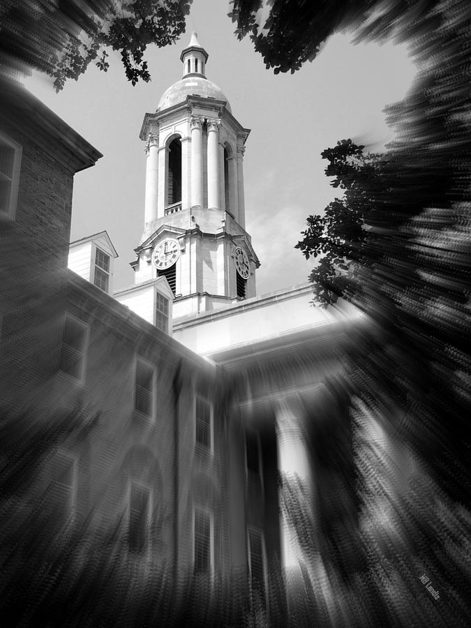 Black And White Photograph - Penn State Old Main #2 by Mary Beth Landis
