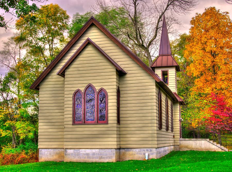 Pennsylvania Country Churches - Heckton Church at Fort Hunter Autumn - Dauphin County #1 Photograph by Michael Mazaika
