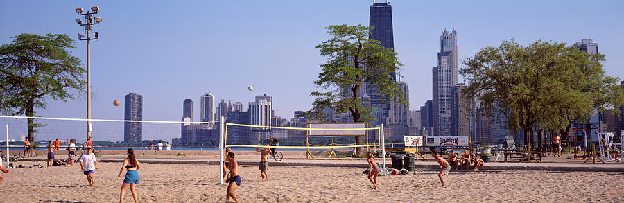 Architecture Photograph - People Playing Beach Volleyball #1 by Panoramic Images