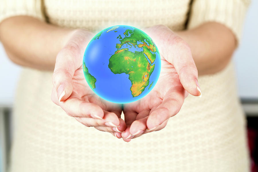 Person Holding The Globe In Their Hands Photograph by Wladimir Bulgar ...