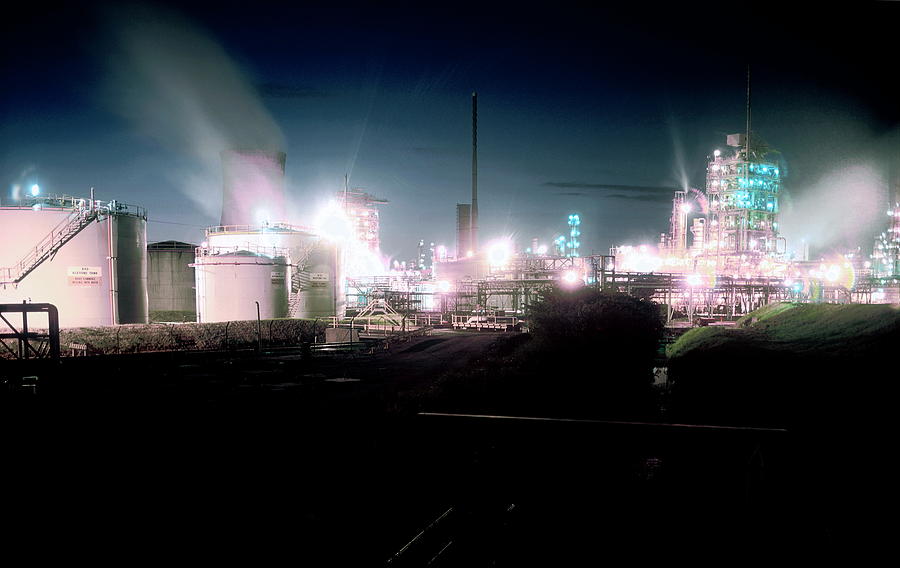 petrochemical plant night