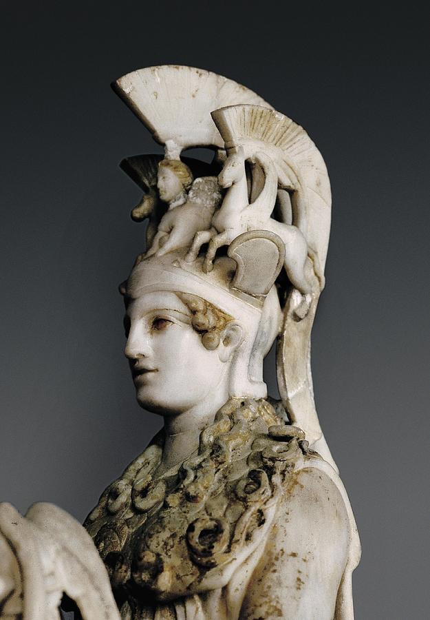 Detail bc. Афина Варвакион. Голова Афины Лемнии. Афина шлем. Статуя Афины из Варвакиона.