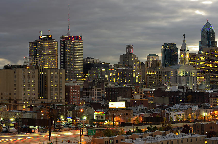 Philadelphia Center City Skyline At by Jerry Driendl