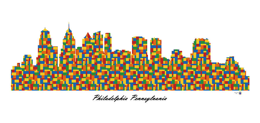 Philadelphia Pennsylvania Building Blocks Skyline #1 Digital Art by Gregory Murray