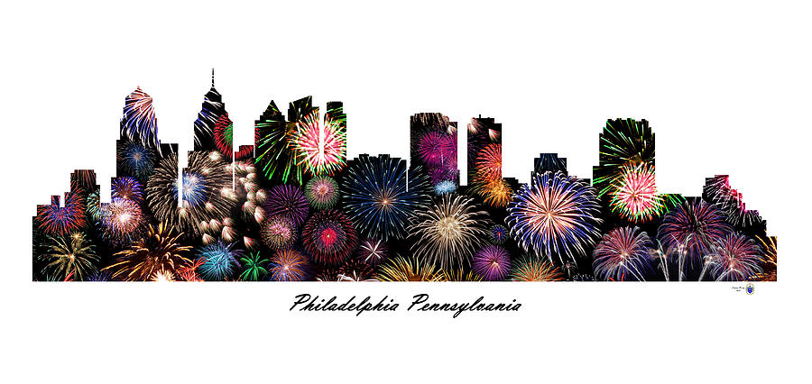 Philadelphia Pennsylvania Fireworks Skyline #1 Digital Art by Gregory Murray