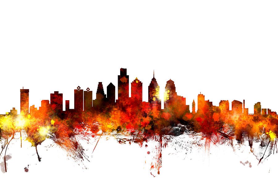 Philadelphia Digital Art - Philadelphia Pennsylvania Skyline by Michael Tompsett