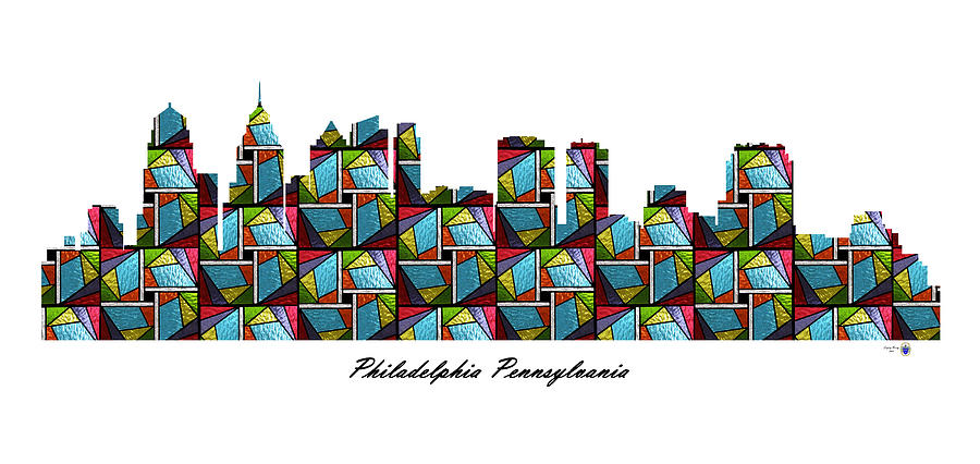 Philadelphia Pennsylvania Stained Glass Skyline #1 Digital Art by Gregory Murray