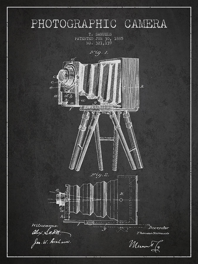 Vintage Digital Art - Photographic Camera Patent Drawing from 1885 #2 by Aged Pixel