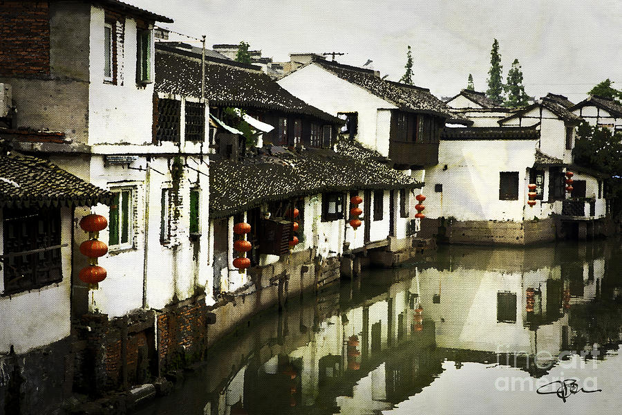 Picturesque Zhijiajiao Watertown Shanghai China #1 Painting by Jani Bryson