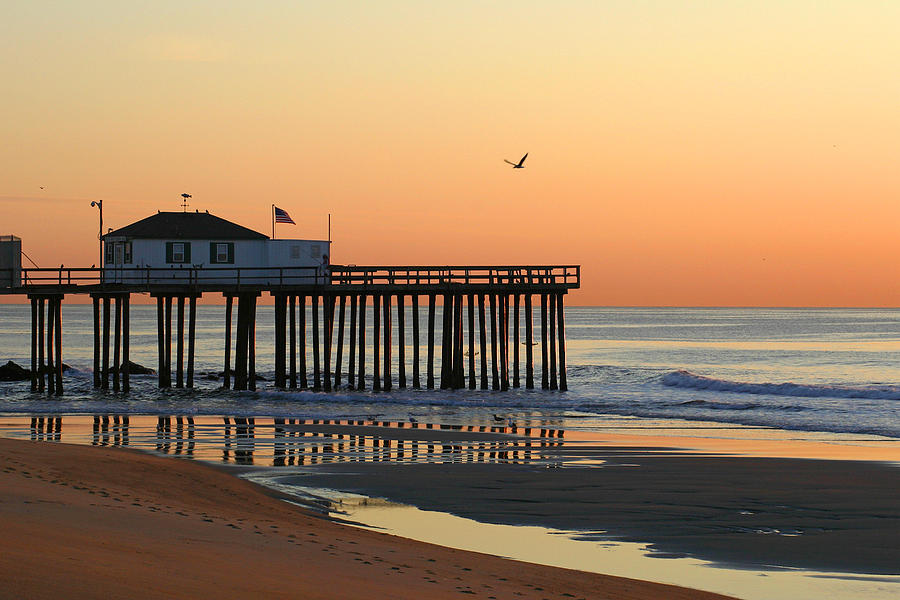 Beach Photograph - Pier at Sunrise #1 by Kelly S Andrews