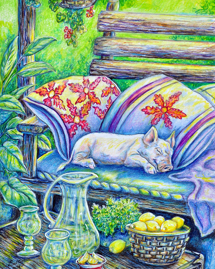 Pig On A Porch Painting by Gail Butler