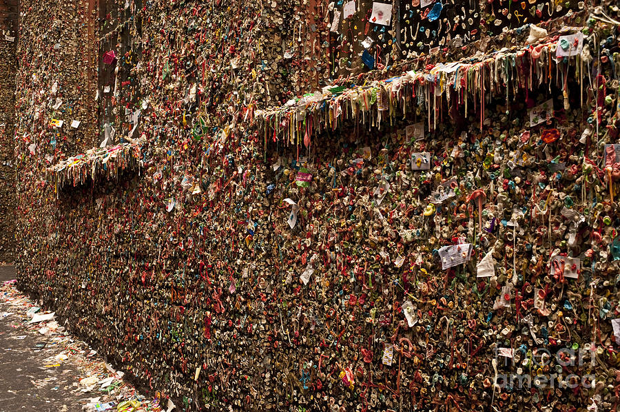 Seattle Photograph - Pike Place Market Gum Wall In Alley #1 by Jim Corwin