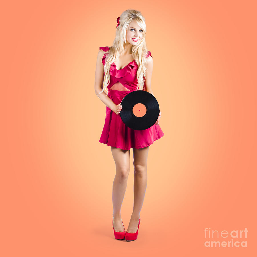 Pin Up Music Girl Holding Vinyl Record Lp Photograph By Jorgo Photography Fine Art America