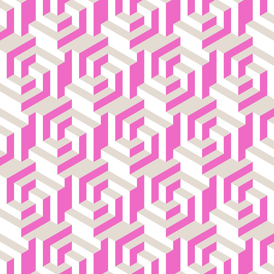 Pink and White Pattern with Grey #1 Digital Art by Gabiw Art