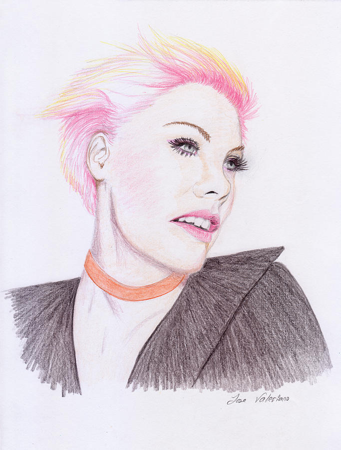 Portrait Drawing - Pink #1 by Martin Valeriano