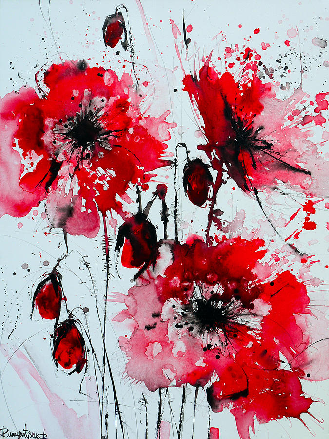 Poppy Painting - Pink Poppies #1 by Irina Rumyantseva