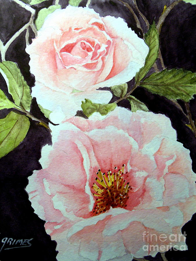 Pink Roses #1 Painting by Carol Grimes