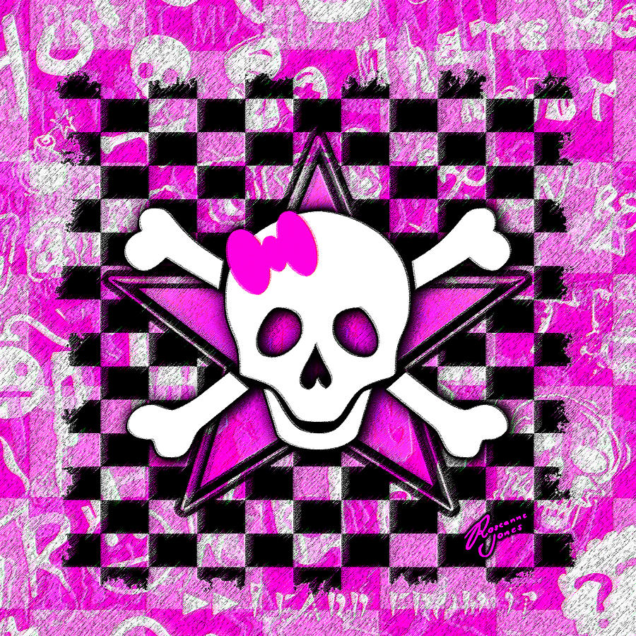 Pink Star Skull #1 Digital Art by Roseanne Jones