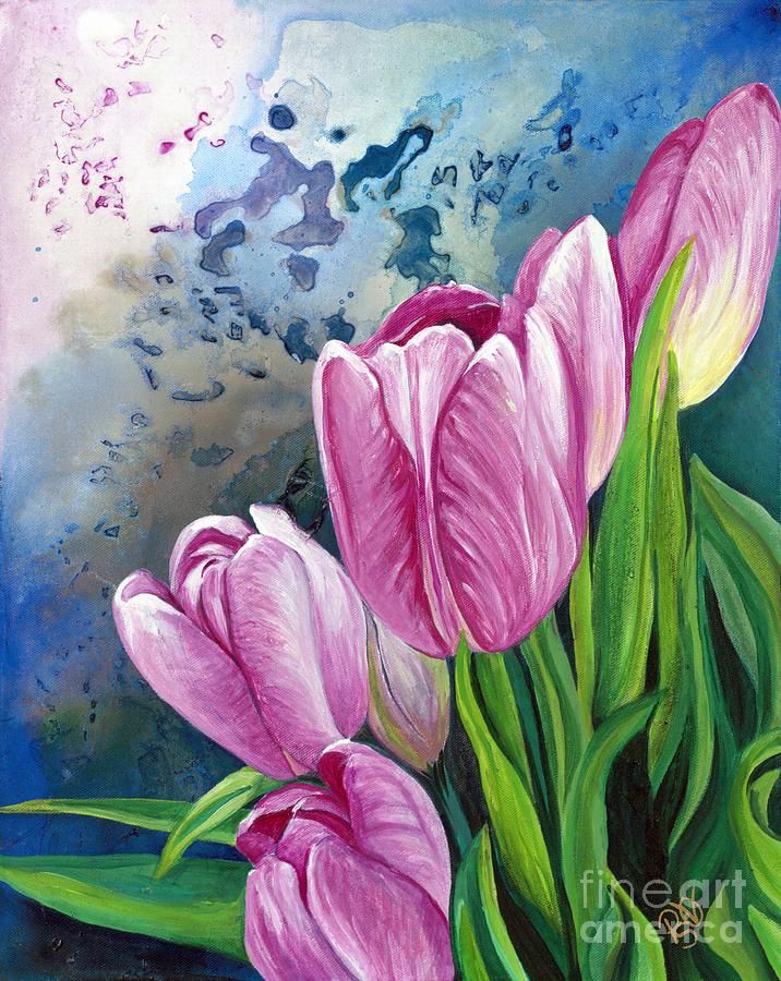 Pink Tulips  #1 Painting by Patty Vicknair