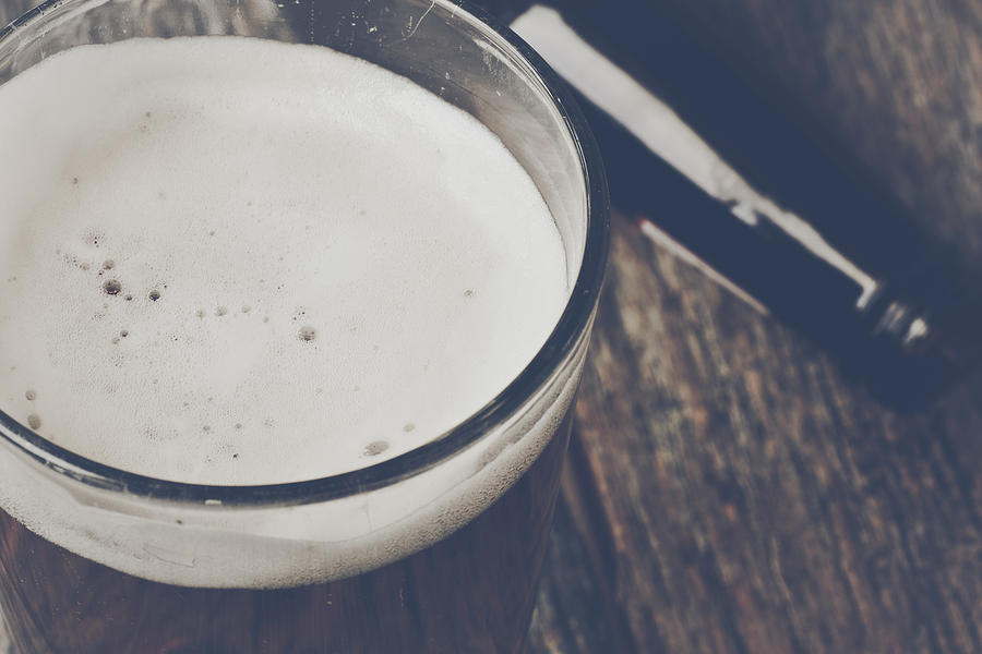 Pint of Pilsner Beer on Wood Background with Vintage Instagram F #1 Photograph by Brandon Bourdages
