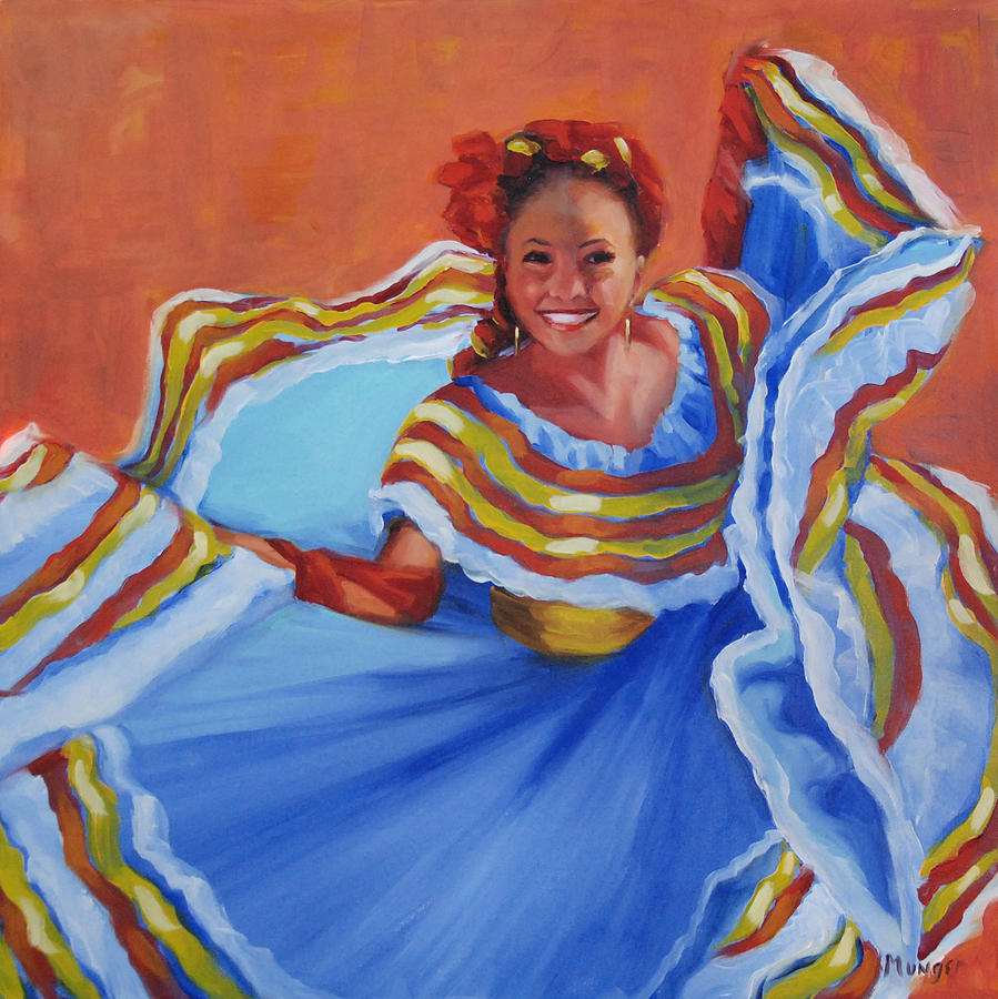 Mexican Painting - Pirueta Azul  #1 by Roseann Munger