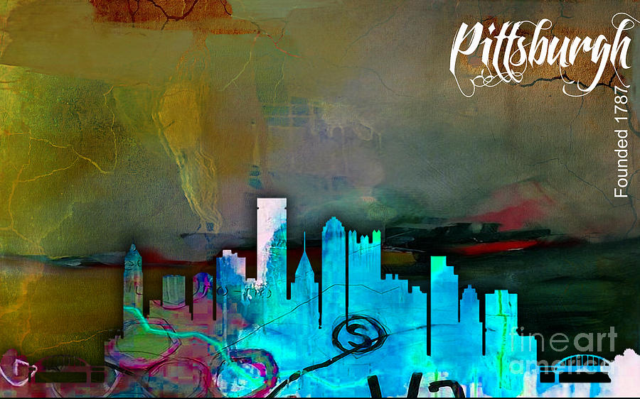 Pittsburgh Skyline Mixed Media - Pittsburgh Skyline Watercolor #1 by Marvin Blaine