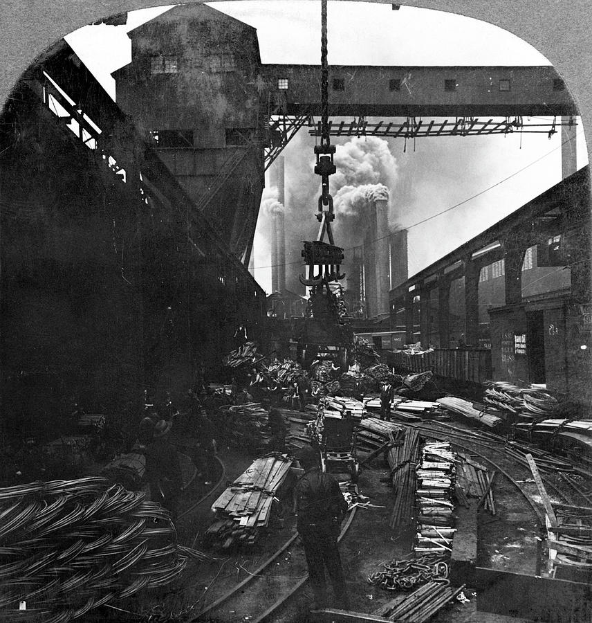 Pittsburgh Steel Mill #1 Painting by Granger