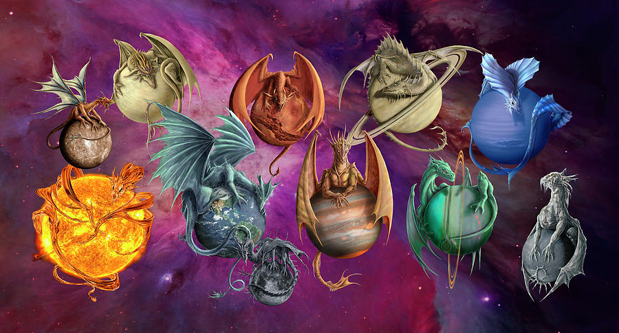 Planet Dragons #2 Painting by MGL Meiklejohn Graphics Licensing