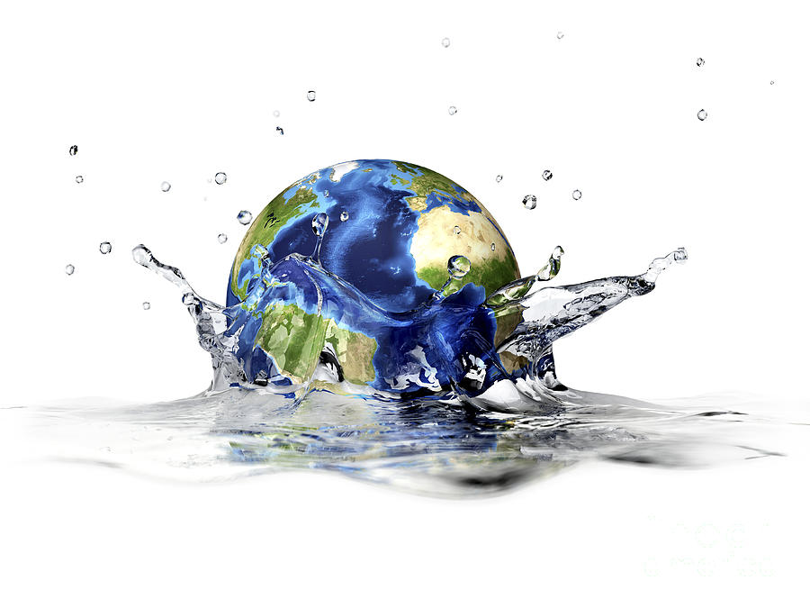 Planet Earth Falling Into Clear Water Digital Art by Leonello Calvetti ...