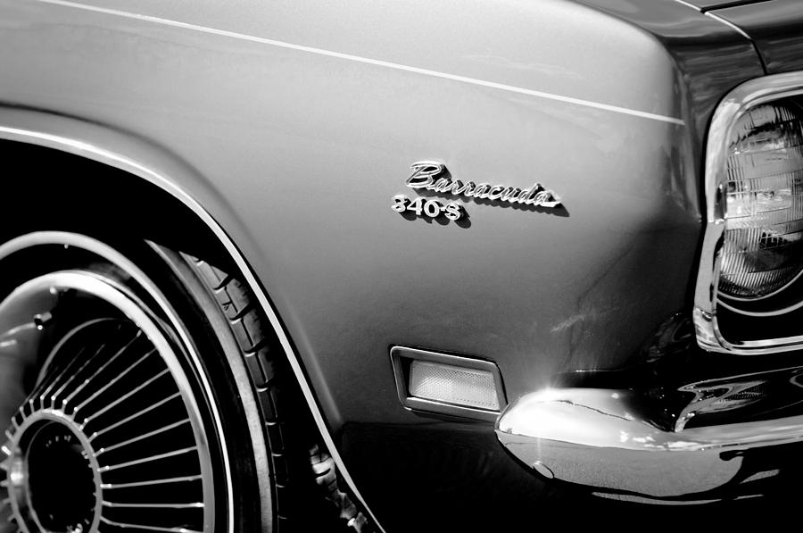 Car Photograph - Plymouth Barracuda 340-S Emblem #1 by Jill Reger