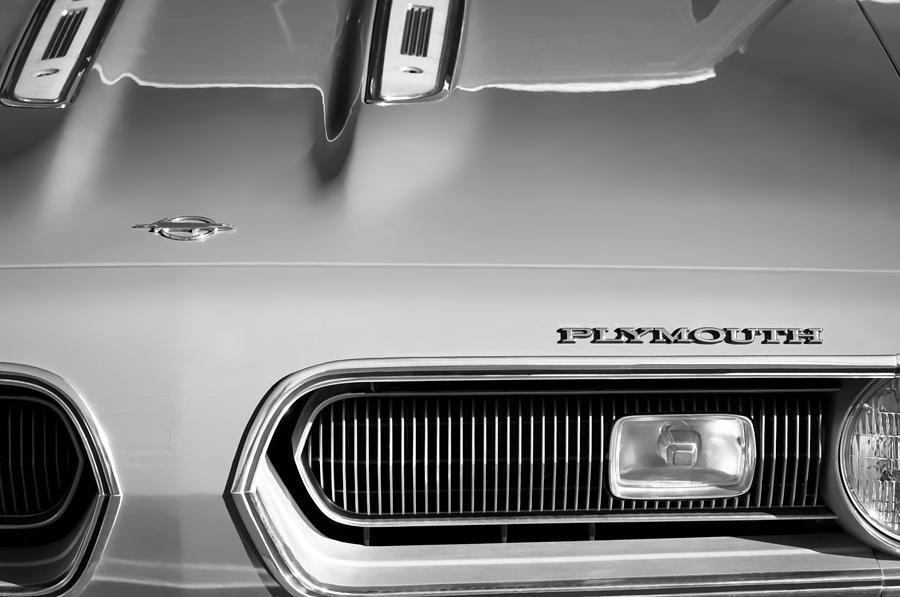 Car Photograph - Plymouth Barracuda Grille Emblem #1 by Jill Reger