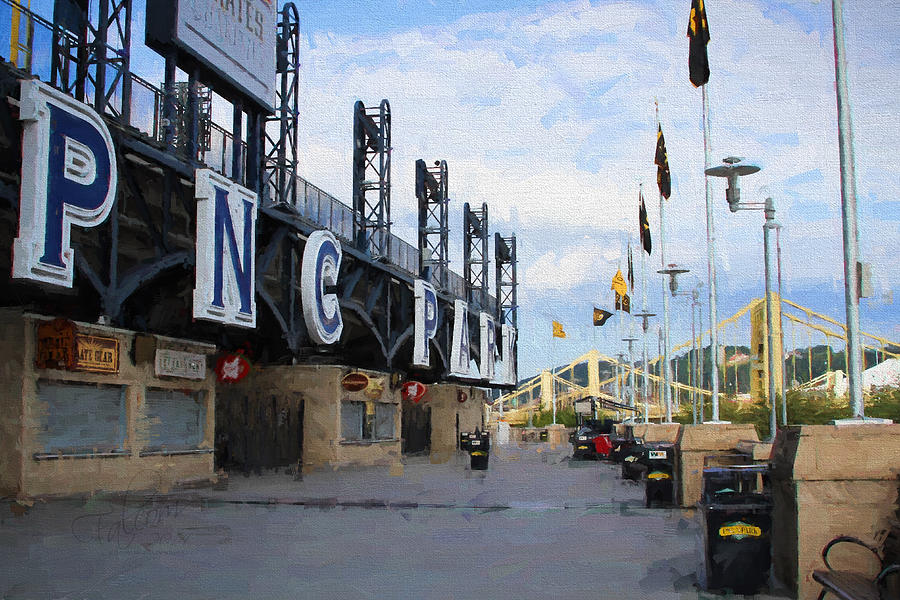 Roberto Clemente Digital Art - PNC Park Riverwalk Painting Look by Stephen Falavolito