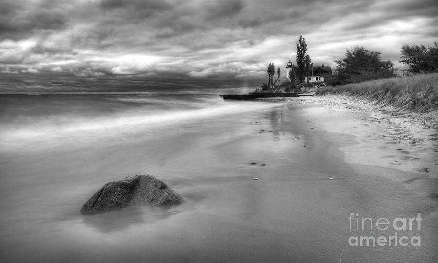 Arcadia Photograph - Point Betsie in Black and White #1 by Twenty Two North Photography