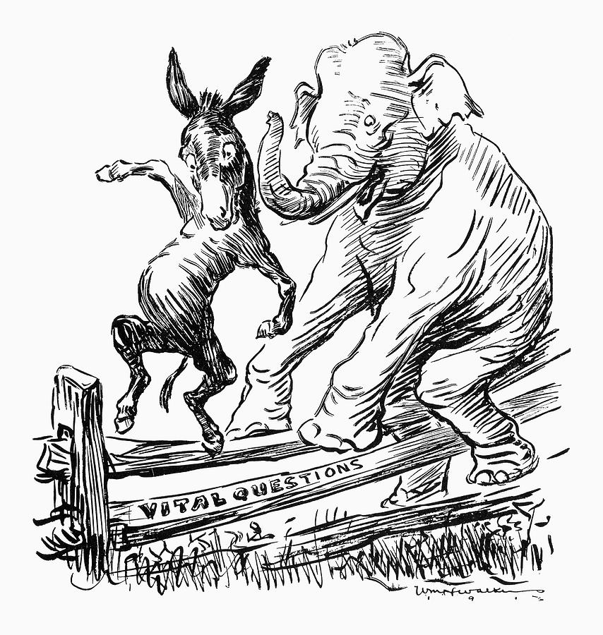 Elephant Painting - Political Parties Cartoon #1 by Granger