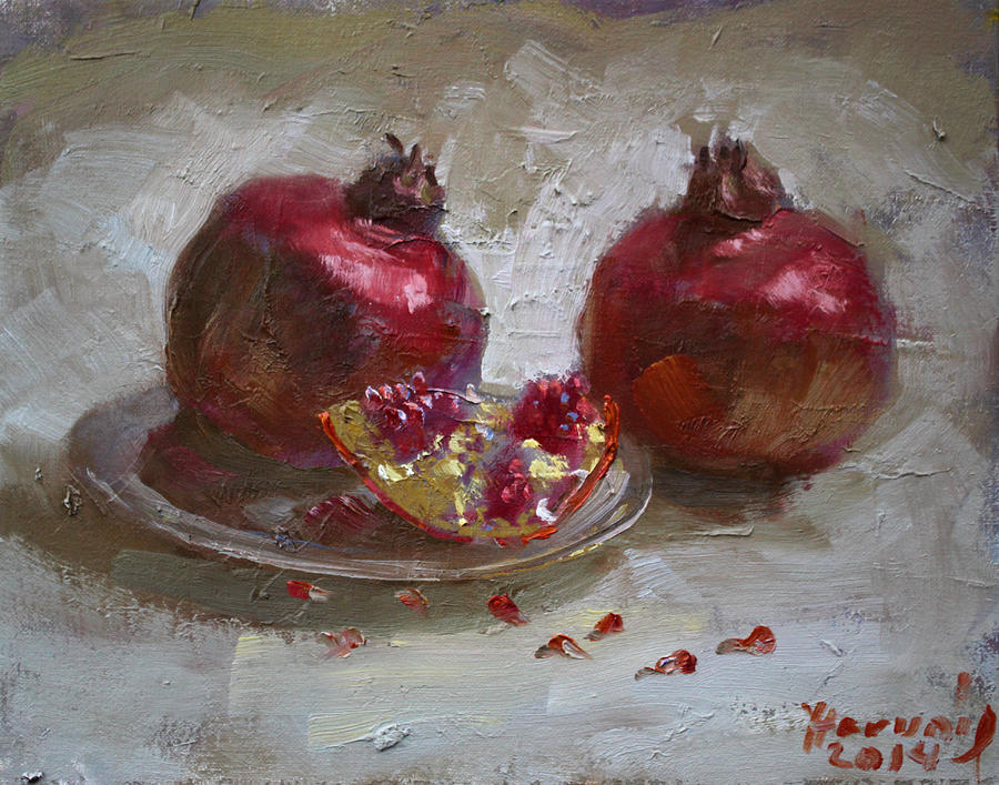 Still Life Painting - Pomegranates #1 by Ylli Haruni