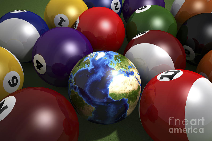 Pool Table With Balls And One #1 Digital Art by Leonello Calvetti