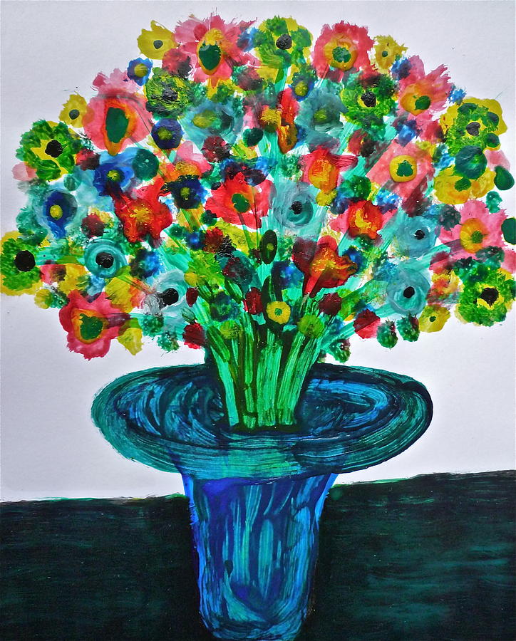 Vase Painting - Poppies And Wildflowers #1 by Gregory Young