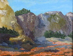 Poppies Painting - Poppy Cliffs by Terry Sonntag Poppies Painting - Poppy Cliffs by Terry Sonntag