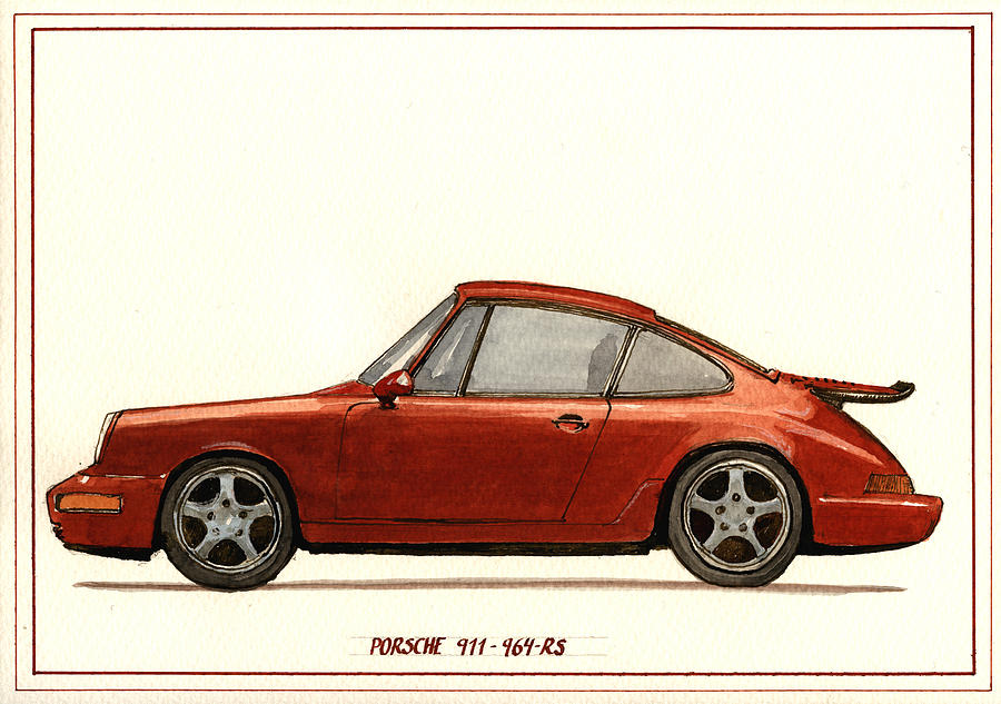 Sports Painting - Porsche 911 964 RS #1 by Juan  Bosco
